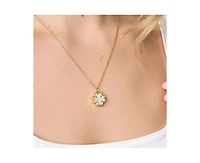 Little Sky Stone Clover Mop Pendant Necklace