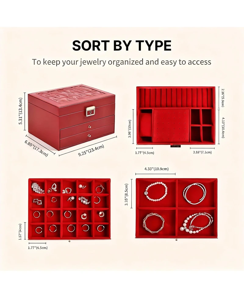 Yigii 3-Layer Jewelry Organizer with Removable Dividers for Flexible Storage