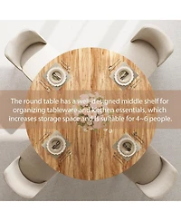 gaomon 47 in" Round Dining Table for 4, Farmhouse Room Circle Dinner Table,Space Saving Wood Kitchen & Furniture