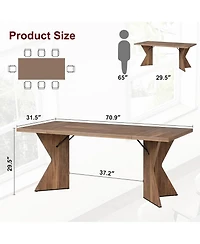gaomon Senfot 71" Rectangular Dining Table for 6, Rustic Farmhouse Tall Kitchen Table with Large Tabletop, Long Wooden Dining Room Table