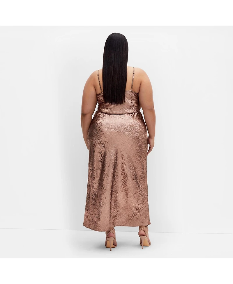 City Chic Women's Kaia Metallic Slip Dress