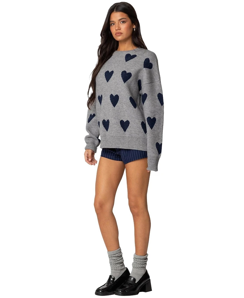 Edikted Women's Big Heart Oversized Sweater