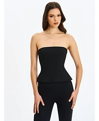 Miss Circle Women's Quinette Peplum Top with Beaded Asymmetrical Cape