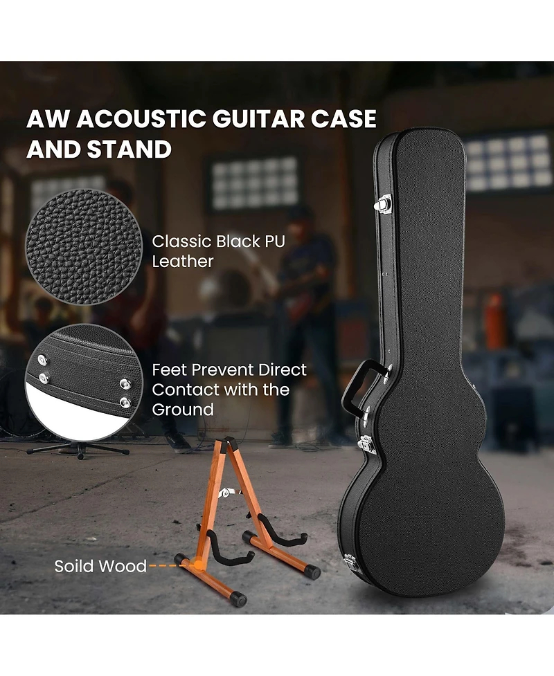 Yescom Electric Guitar Wooden Case for Lp Les Paul Type w/ Folding Guitar Stand
