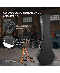 Yescom Electric Guitar Wooden Case for Lp Les Paul Type w/ Folding Guitar Stand