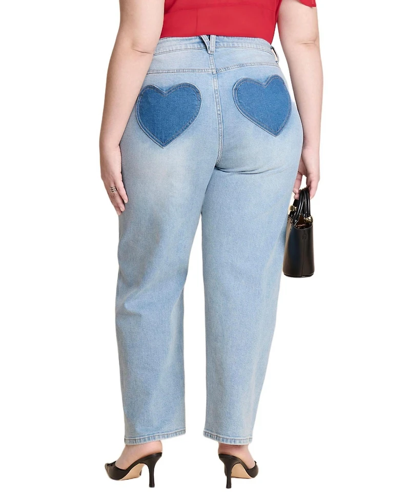 Eloquii Women's Heart Pocket Naomi Straight Leg Jean