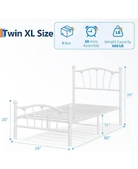 gaomon Twin Metal Bed Frame, Frames for Girls, Platform with Heart-Shaped Design Headboard&Footboard