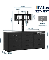 gaomon Modern Tv Stand with Mount, 55 Inch Entertainment Center with 9 Drawers, Adjustable Height Media Console for TVs Up to 85 Inch