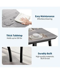 gaomon Dining Table Set for 4,Wooden Kitchen Table with Upholstered Bench & 2 Cushion Chairs, Space-Saving Dinette Set for Studio,Kitchen,Dining Room