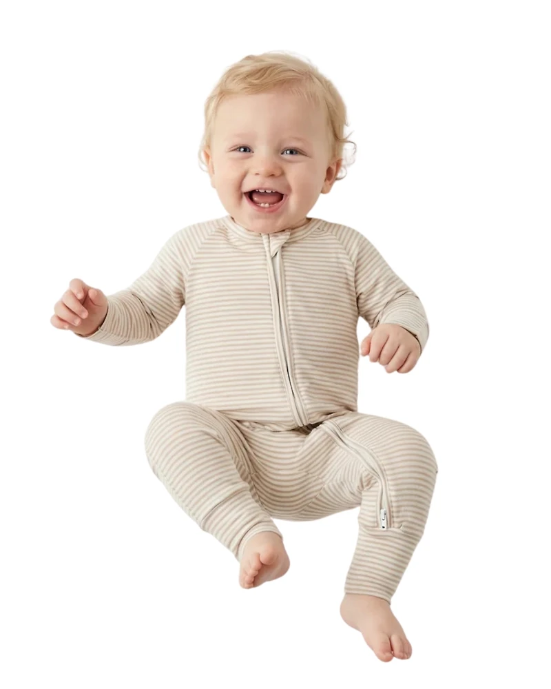 Motette Baby Boys Oatmeal Stripe Bamboo Sleeper