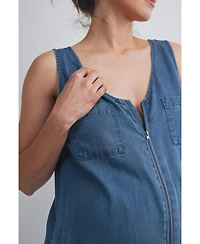 Hello Miz Maternity Front Zip Sleeveless Jumpsuit Nursing Friendly
