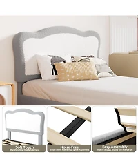 gaomon Bed Frame for Kids, Boucle Upholstered Platform with Headboard Girls Boys, Wooden Slats Support