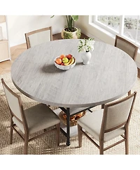 gaomon Round Dining Table for 4-6 People 47 Inch with 2-Layer Storage Shelf, Farmhouse-Style Wooden