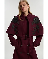 Karen Millen Women's Tailored Funnel-Neck Cape Midi Coat