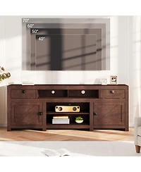 gaomon Farmhouse Tv Stand for Tv Up to 80 Inches, Long Entertainment Center with 4 Storage Drawers & 3 Open Shelf