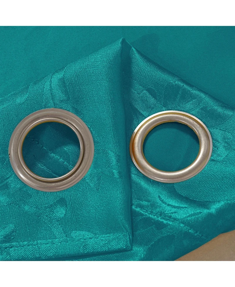 Olivia Gray 100% Polyester 200 Gsm Dyson Embossed Blackout Grommet Curtain Panel 54" x 90" Teal