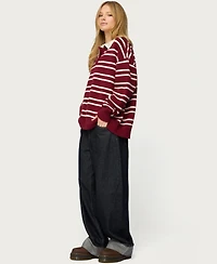 Edikted Womens Rilynn Striped Polo Sweater