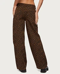 Edikted Women's Zebra Print Low Rise Baggy Jeans