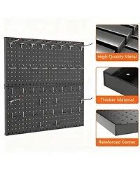 Yigii Modular Steel Pegboard Tool Organizer, 2 Panels, 68 Hooks, Space & Time Saver