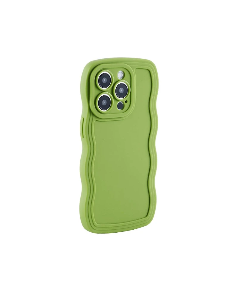 Auramma Green Plain Wavy iPhone 14 Pro Max Case