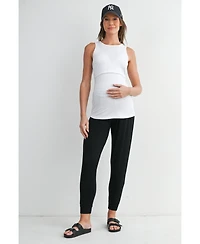 Hello Miz Women's Maternity Nursing Ribbed Tank Top with Lift-Up Panel