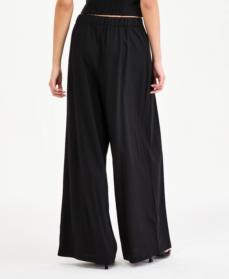 Bar Iii Women's High-Rise Linen-Blend Wide-Leg Pants, Macy's Exclusive