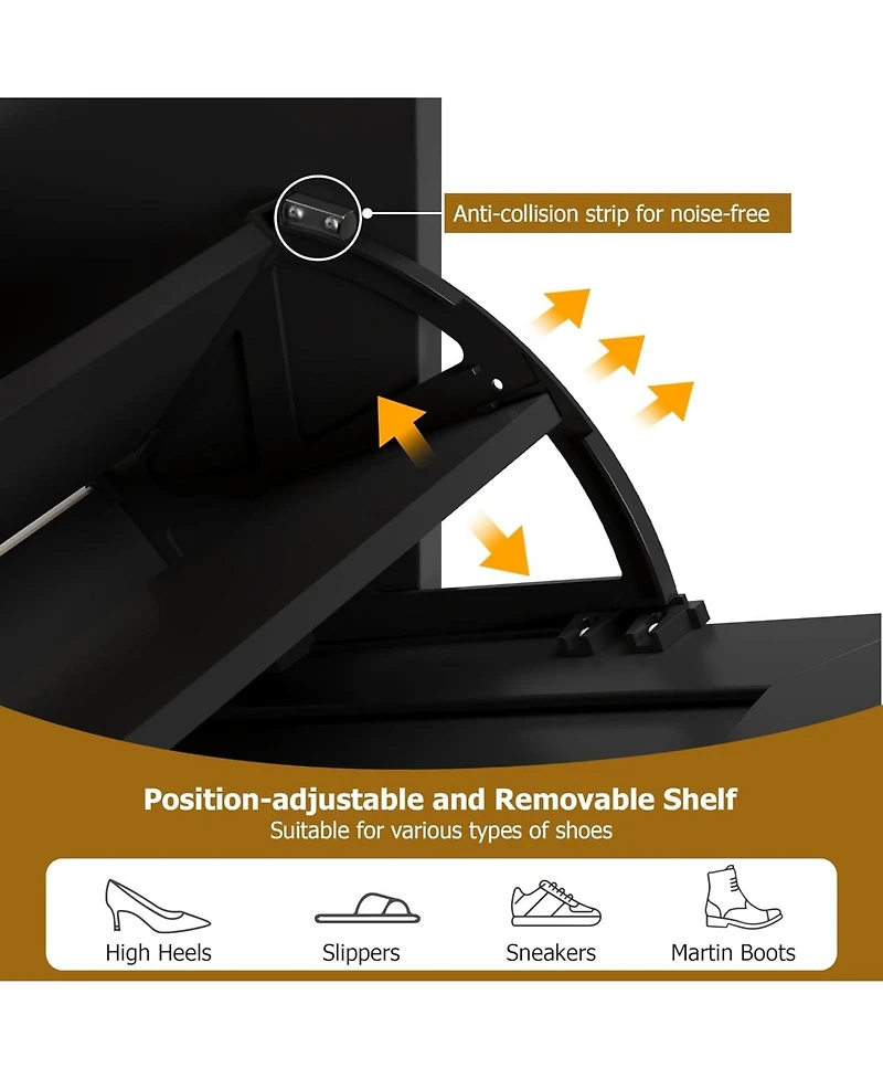 gaomon Shoe Cabinet Rattan with 3 Flip Drawers and 4-Tier Shoe Storage Cabinet, Freestanding Shoe Organizer with Adjustable Shelves for Entryway