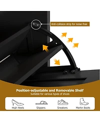 gaomon Shoe Cabinet Rattan with 3 Flip Drawers and 4-Tier Shoe Storage Cabinet, Freestanding Shoe Organizer with Adjustable Shelves for Entryway