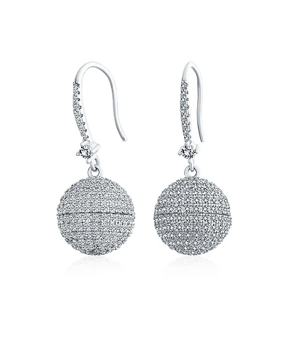 Bling Jewelry Modern Cocktail Pave Cz Statement Disco Ball Earrings Cubic Zirconia