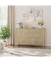 gaomon Dresser for Bedroom with 6 Drawers, 54 in Extra Wide Modern Chest of Drawers with Metal Handle, Dresser Tv Stand