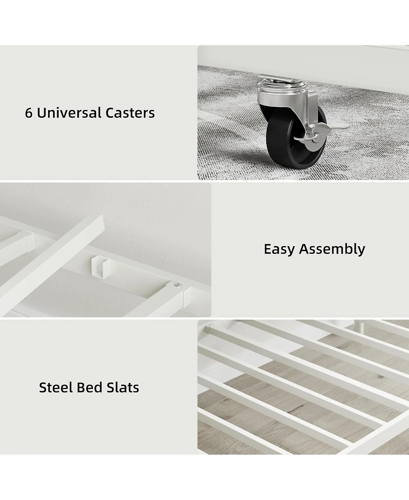 gaomon Metal Daybed Frame with Floral Headboard, Steel Slats, Space-Saving