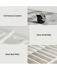 gaomon Metal Daybed Frame with Floral Headboard, Steel Slats, Space-Saving