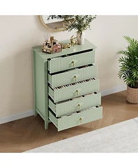 gaomon Fluted Dresser for Bedroom, 42.9" Tall 5-Drawer Wood Dresser, Modern Chest of Drawers, Storage Organizer Cabinet