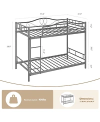 gaomon Twin Over Twin Metal Bunk Bed, Heavy Duty with Safety Guardrail & Ladder, 400 Lbs Capacity, Noise-Free