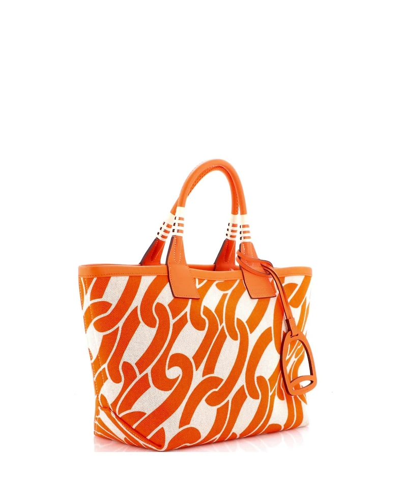 Pre-Owned HERMES 25 Sac Steeple Tote Printed Toile with Leather
