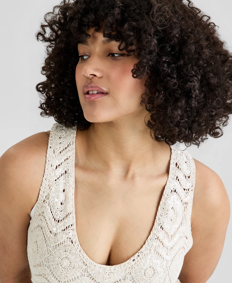 And Now This Women's Sequin Embellished Crochet Mini Dress, Macy's Exclusive