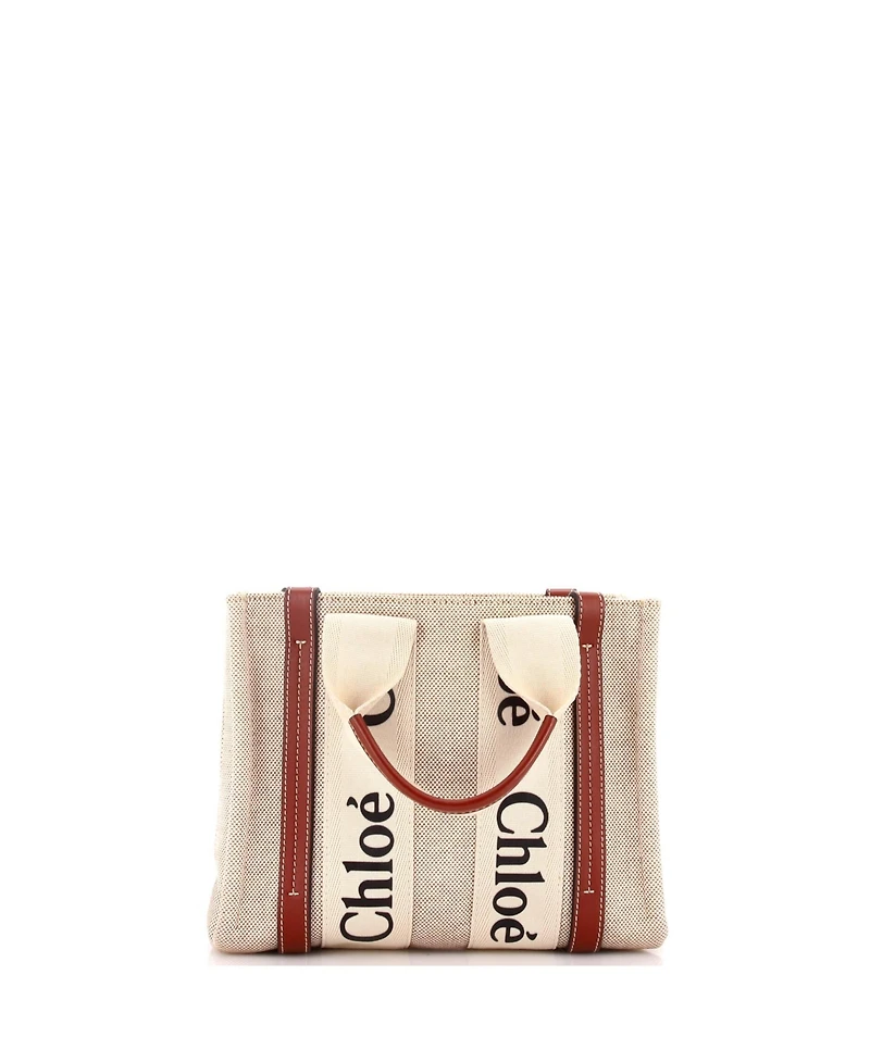 Pre-Owned Chloe Small Woody Tote Canvas with Leather