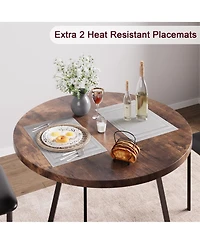 gaomon Dining Table Set for 2, Round Kitchen and Chairs Modern Room with 2 Metal Wood
