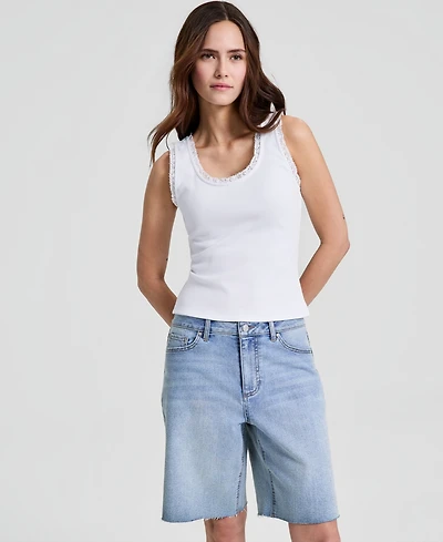 And Now This Women's Crocheted-Trim Ribbed Tank Top, Macy's Exclusive