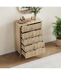 gaomon Dresser for Bedroom with 5 Drawers, 32 in Wide Modern Chest of Drawers with Metal Handle, Dresser Tv Stand, Wood Drawer Organizer for Bedroom