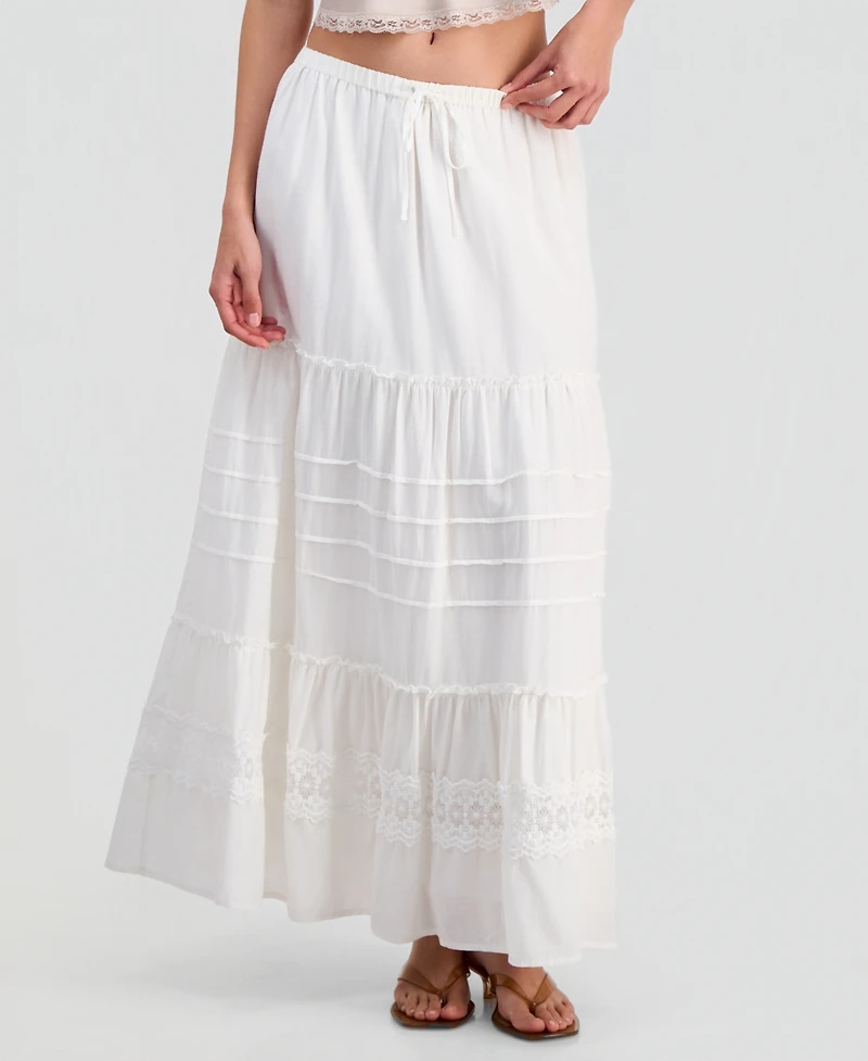 And Now This Juniors' Cotton Tiered Tie-Waist Maxi Skirt, Macy's Exclusive