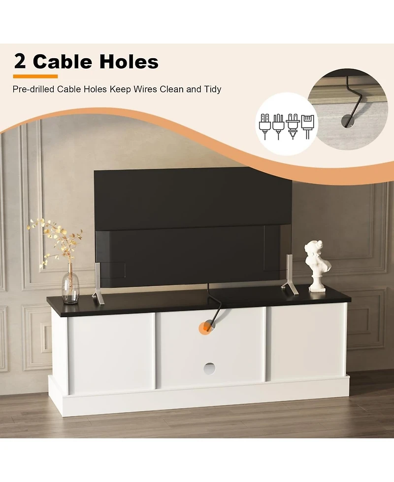 gaomon Farmhouse Tv Stand for 65 Inch TVs, Entertainment Center with Storage Cabinets, Modern Media Console Table