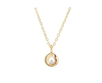 Little Sky Stone Mini Halo Round Pendant Necklace in 14k Gold Finish