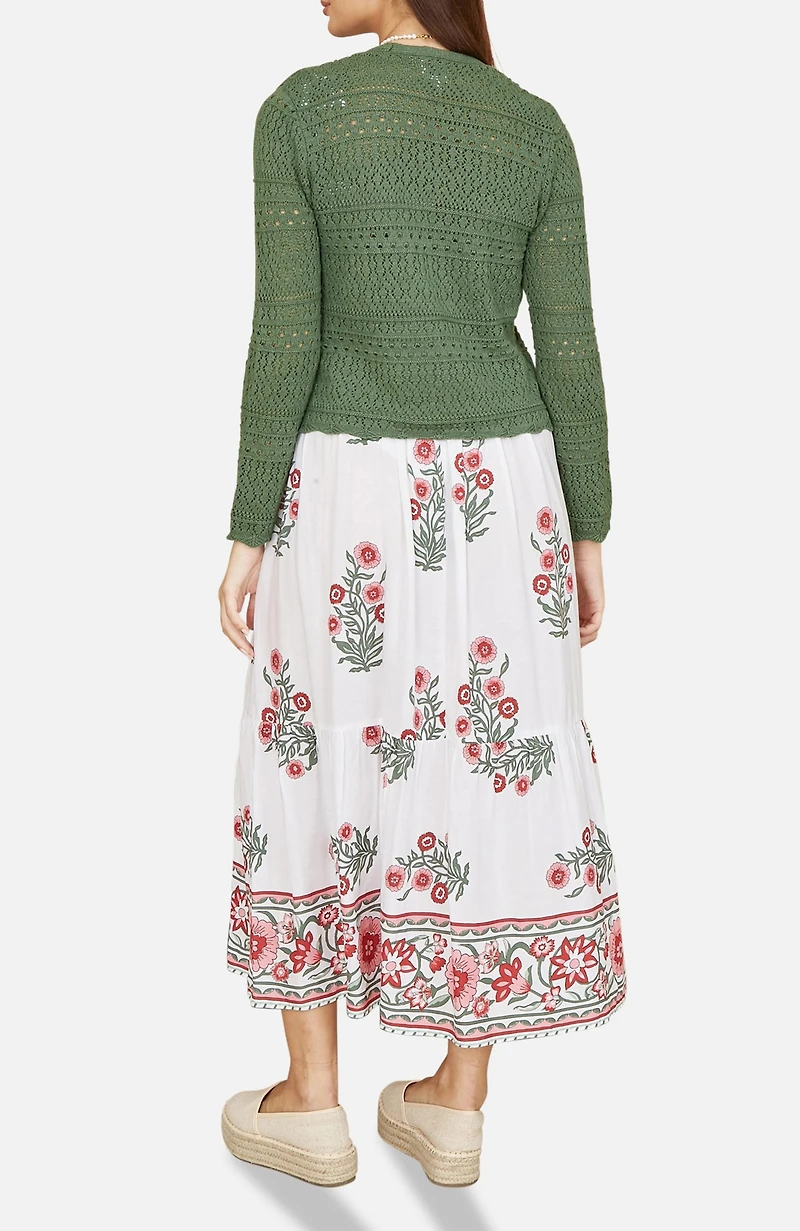 Yumi Women's Crochet Tie Front Cardigan