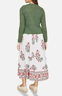 Yumi Women's Crochet Tie Front Cardigan