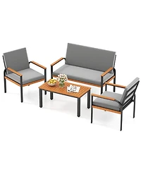 Gymax 8 Piece Patio Furniture Set w/Coffee Table Loveseat & 4 Single Chairs for Porch Outdoor