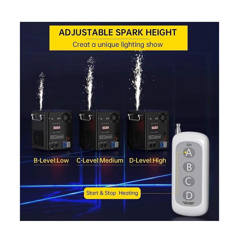 Artudatech 700W Pro Cold Spark Machine with 13ft Adjustable Height, Wireless/Dmx Control for Large Events