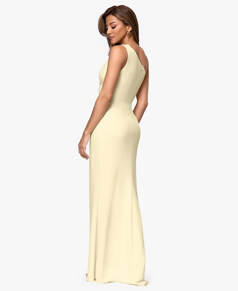 B&A By Betsy and Adam Women's One-Shoulder Side Ruched Ball Gown