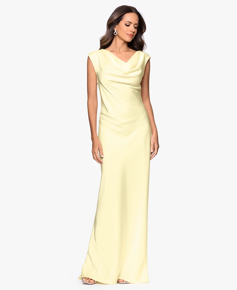 Betsy & Adam Women's Cowl Neck Ball Gown
