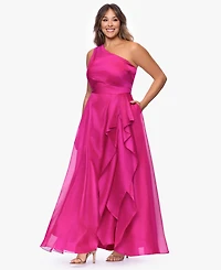 Xscape Plus One-Shoulder Organza Ball Gown